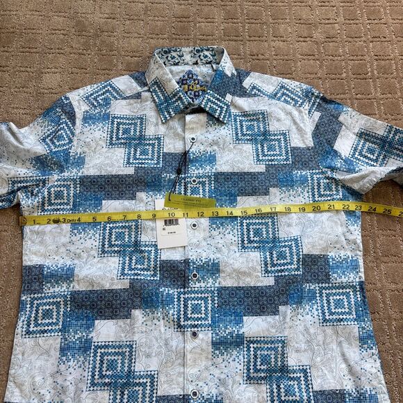 Robert Graham Player Classic Fit Button Down Shirt Mens M White Blue Flip Cuff - Picture 10 of 12